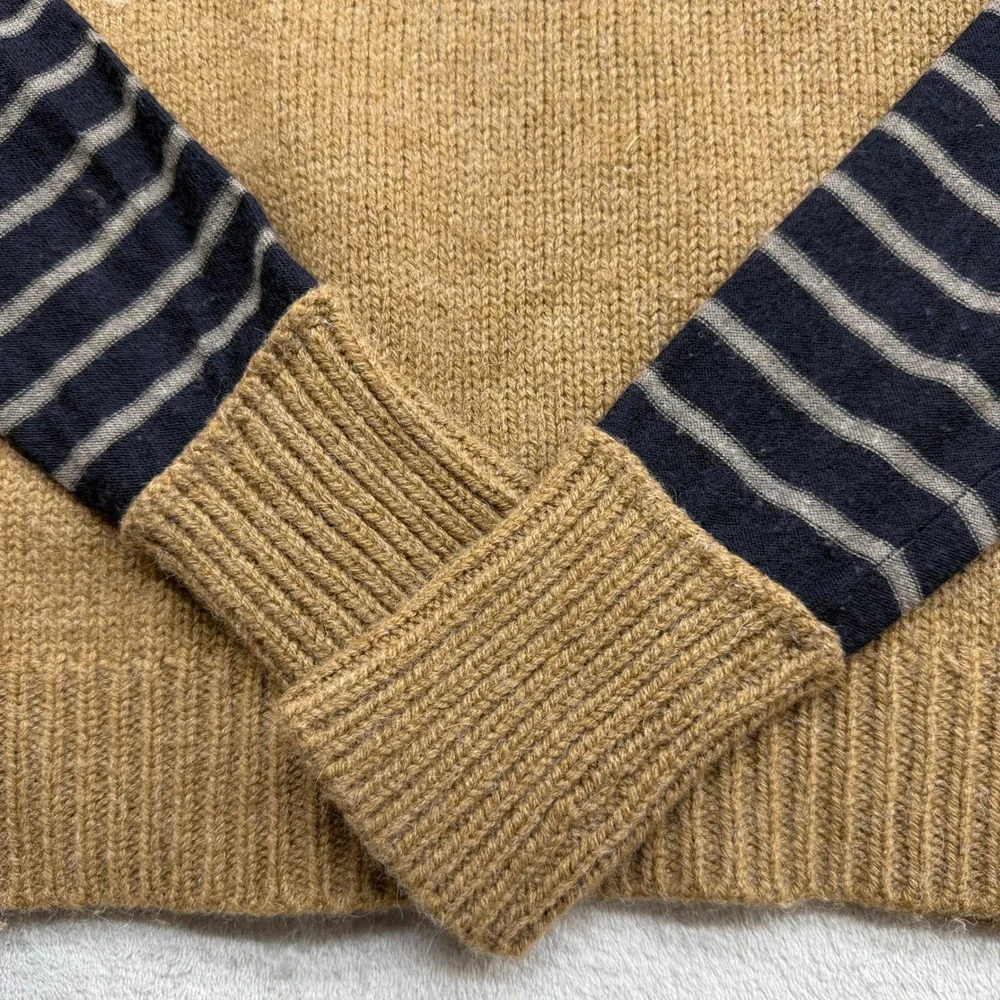 Tory Burch Sweater Women's M Brown Striped Mixed Media Alpaca Wool Boho Earthy